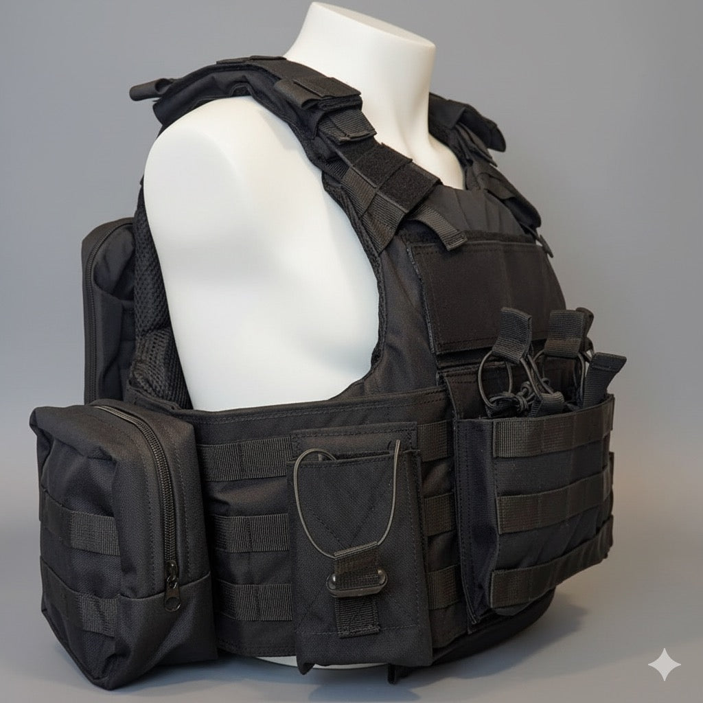 Mil Model 1 Tactical Plate Carrier Black - Professional Body Armor Vest Pakistan