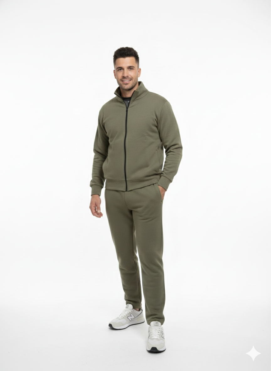 (20 Sets) Olive Green Track Suit in French Terry 300 Gsm Heavy Fabric