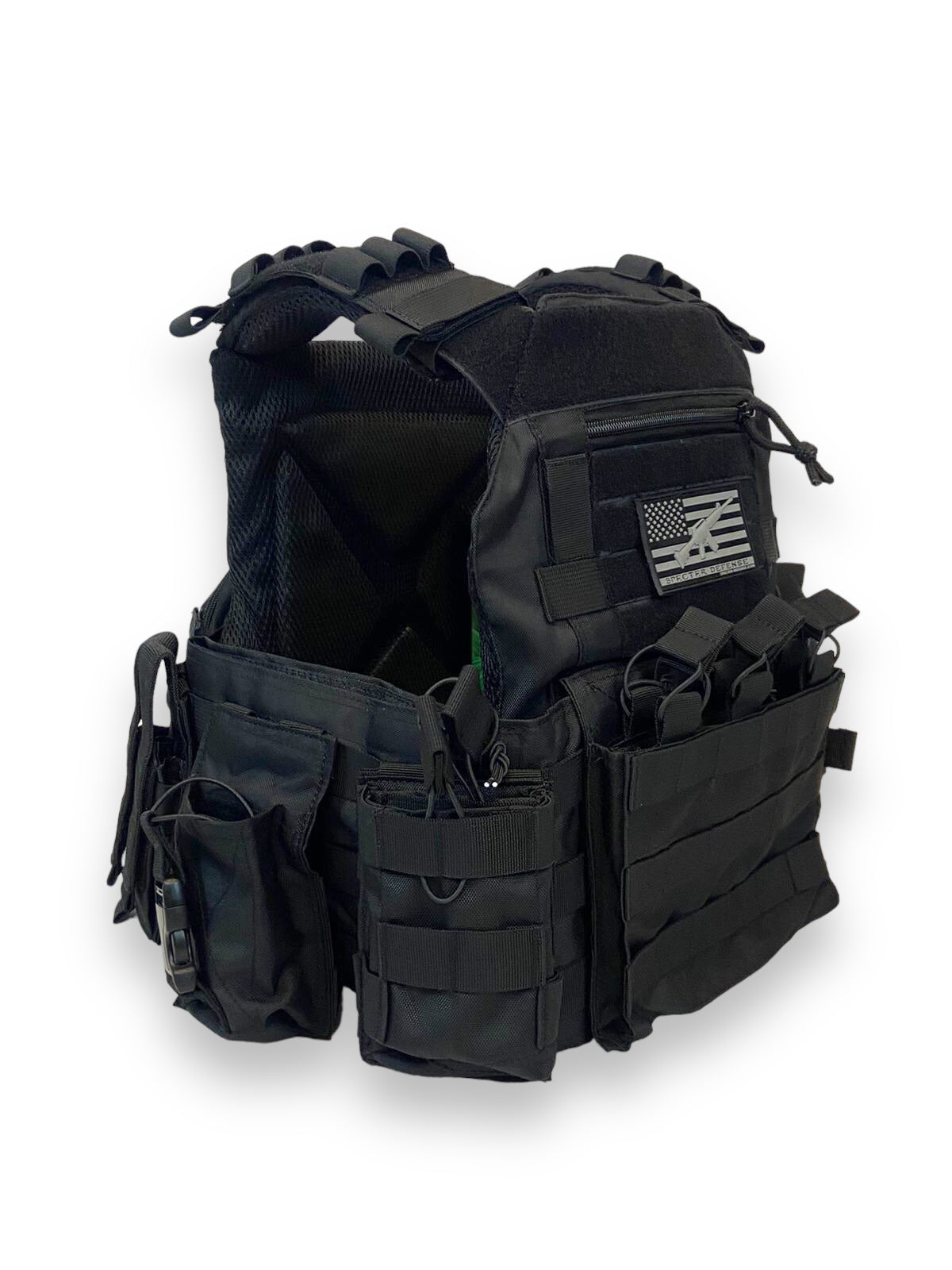 Black plate carrier vest, specter defense, usa plate carrier, pakistan plate carrier, bullet proof vest