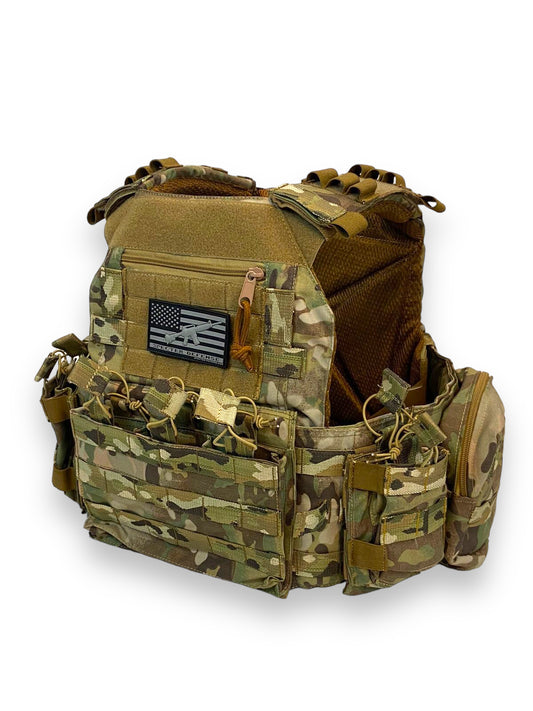 FAPV Plate Carrier Vest multicam, crye fabric, side angle, Specter Defense military vest, Bullet Proof Vest USA